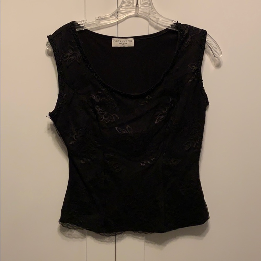 Black top. The back is black stretch material.